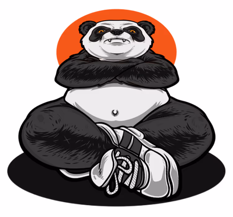 Vinyl teppich tiere panda umarmt die ruhe - TenStickers