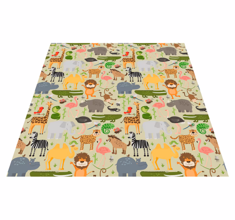 Vinyl teppich tiere mit lebhaftem tiermotiv - TenStickers