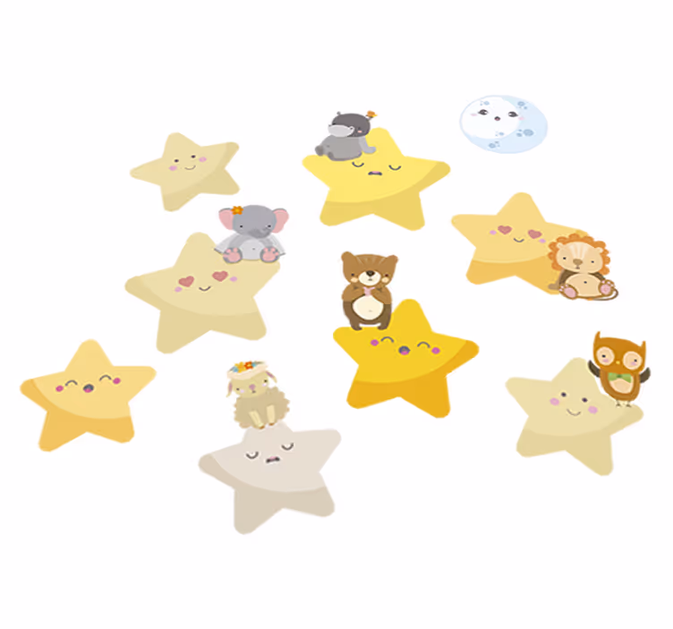 Vinyl teppich tiere sterne für das babyzimmer - TenStickers