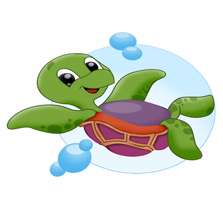 Vinyl teppich tiere baby schildkröte spielt - TenStickers