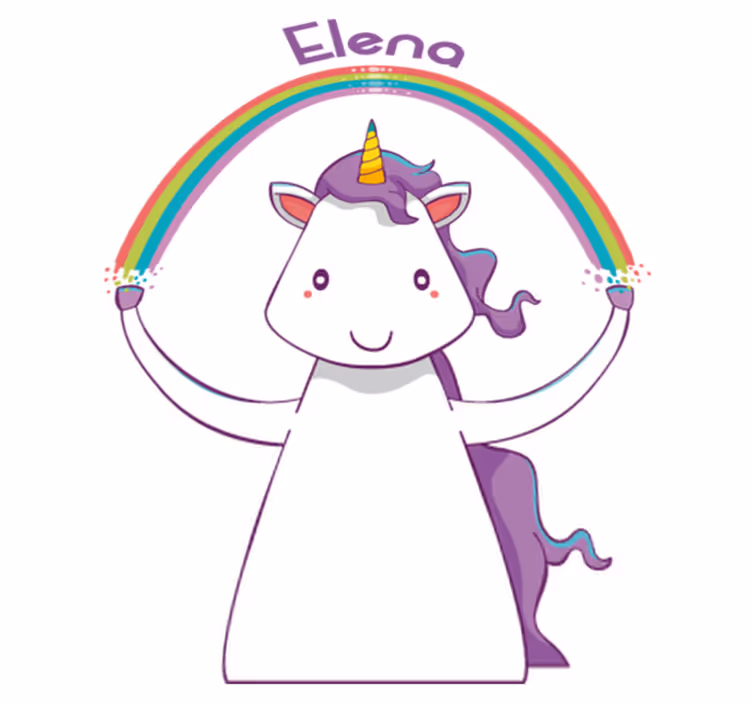 Vinyl teppich tiere einhorn und regenbogen mit name - TenStickers