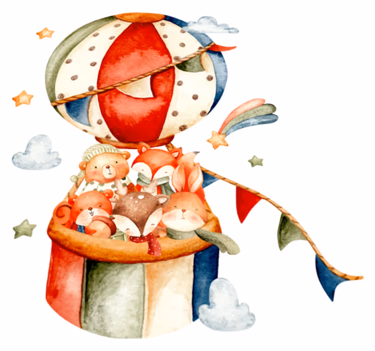 Vinyl teppich tiere mit tieren an bunten luftballons - TenStickers