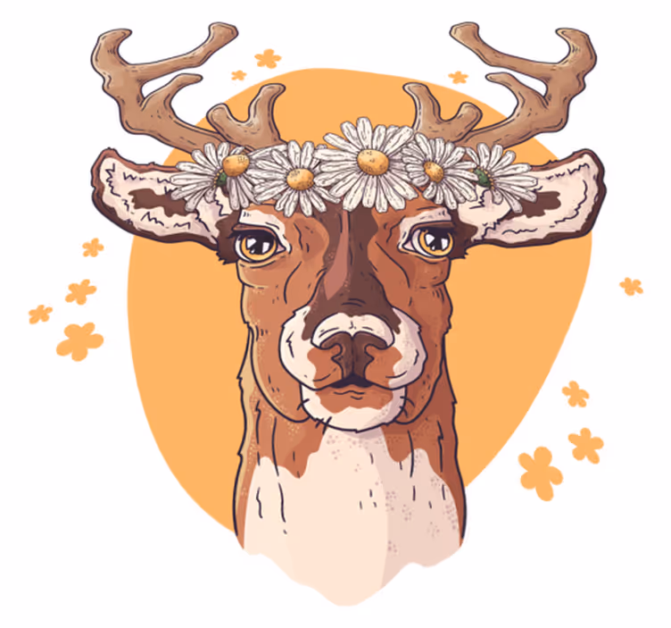 Vinyl teppich tiere blühender hirsch - TenStickers