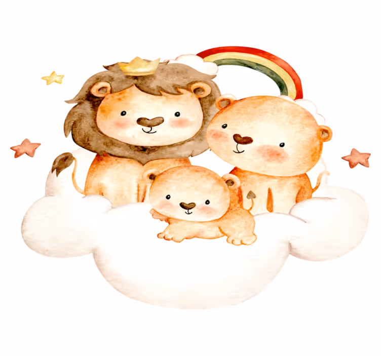 Vinyl teppich tiere mit baby tieren und wolken - TenStickers