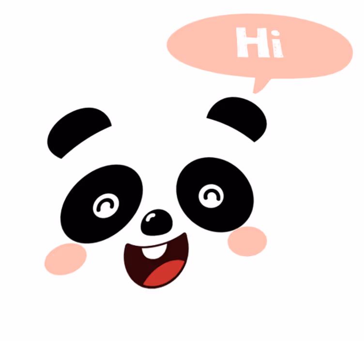 Vinyl teppich tiere mit cartoon panda der hallo sagt - TenStickers