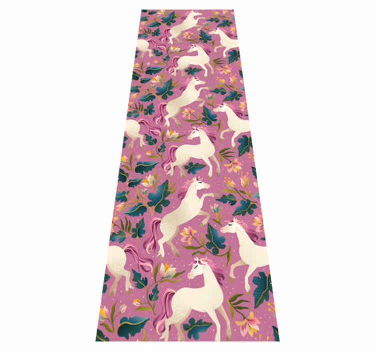 Vinyl teppich tiere mit pinkem blumenpferdedesign - TenStickers