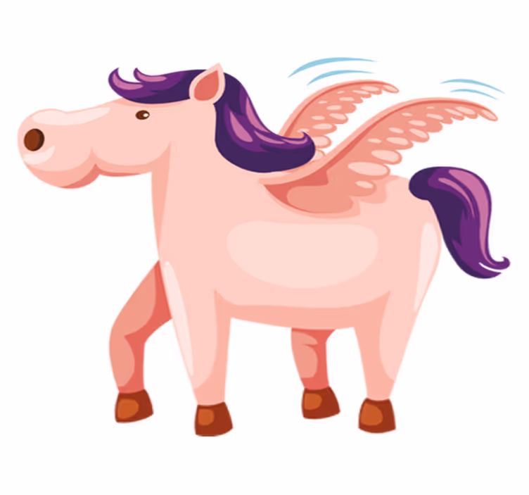 Vinyl teppich tiere mit süßem geflügeltem pony - TenStickers
