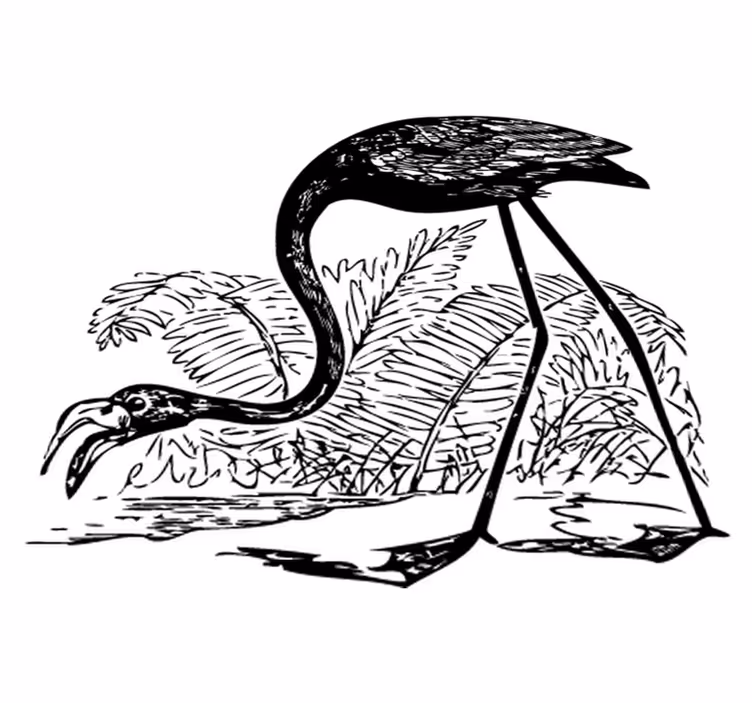Vinyl teppich tiere flamingo mit farnen - TenStickers