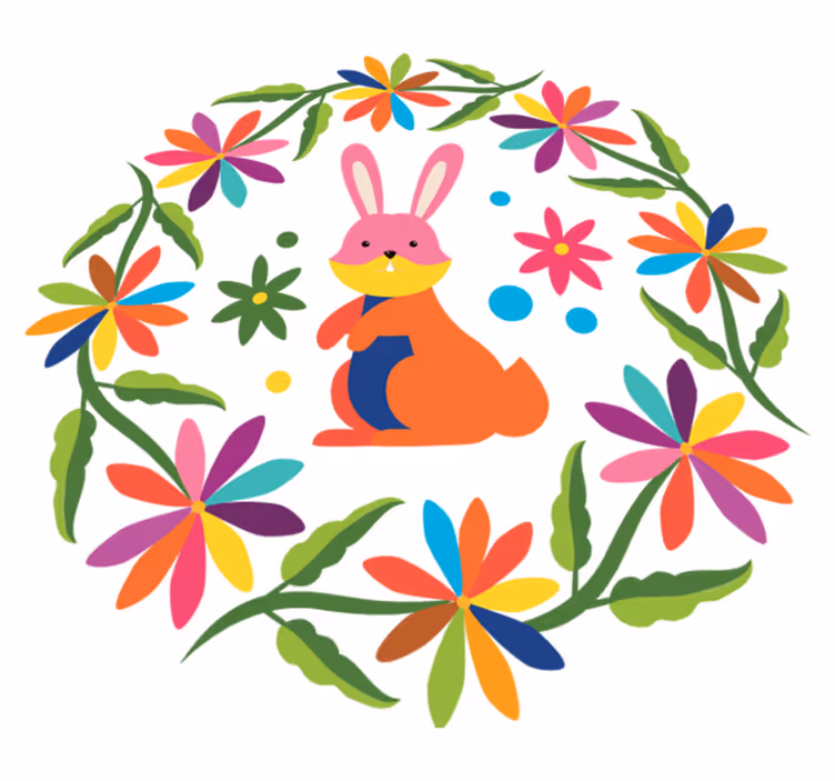 Vinyl teppich tiere im bunten hasen design - TenStickers