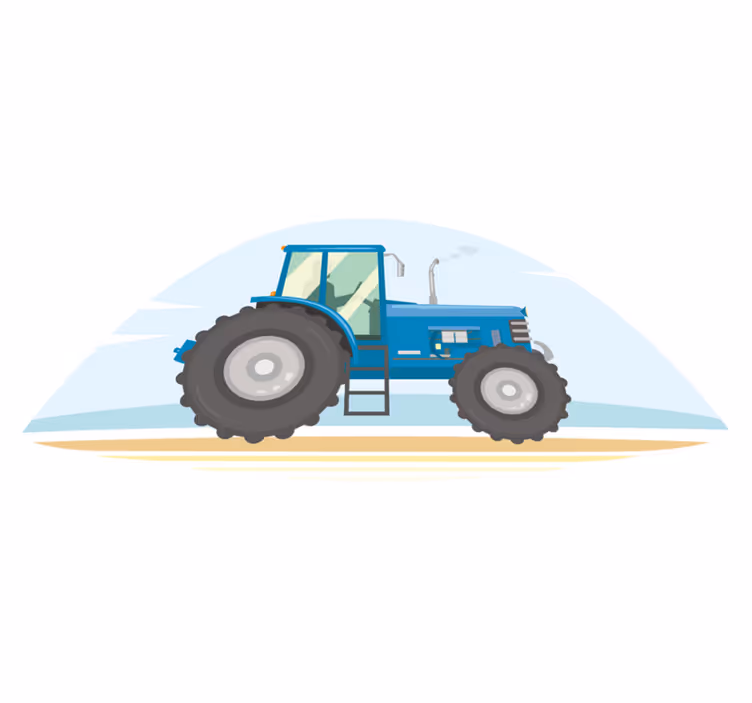 Vinyl teppich tiere blaue traktor illustration - TenStickers