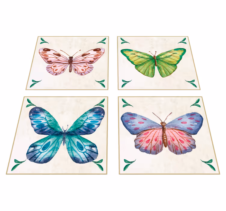 Vinyl teppich tiere mit lebhaften schmetterlingsdesigns - TenStickers