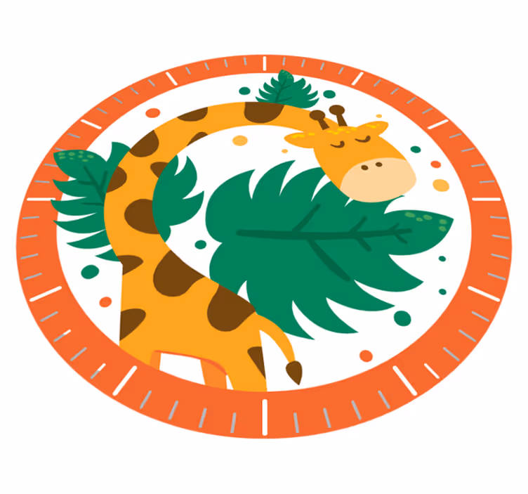 Vinyl teppich tiere wanduhr mit giraffe - TenStickers