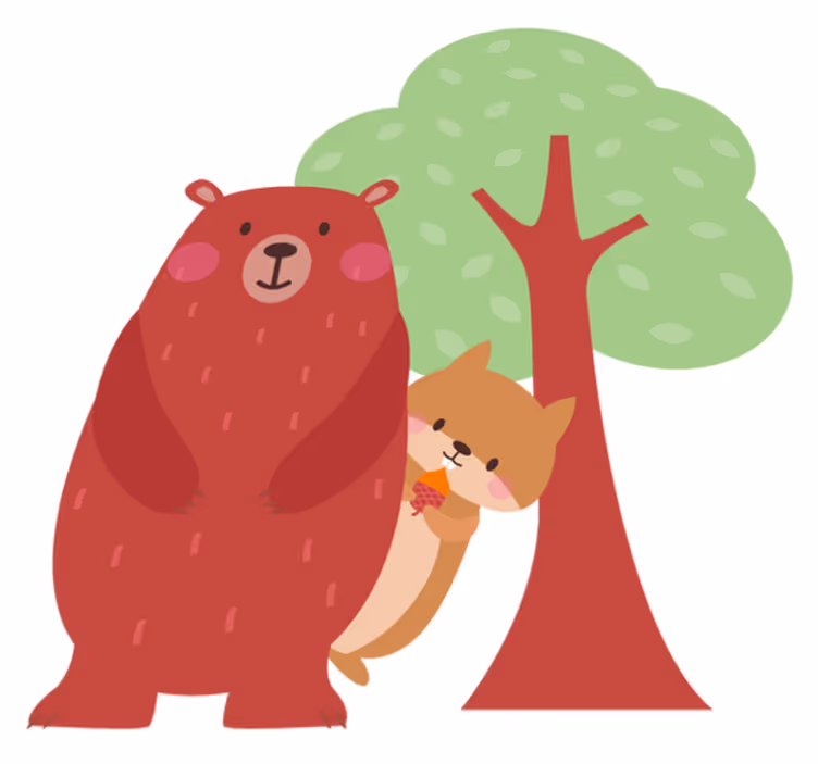 Vinyl teppich tiere freundschaft von eichhörnchen und bär - TenStickers