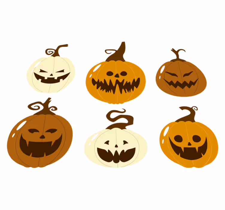 Vinyl teppich halloween mit gruseligen kürbisgesichtern - TenStickers