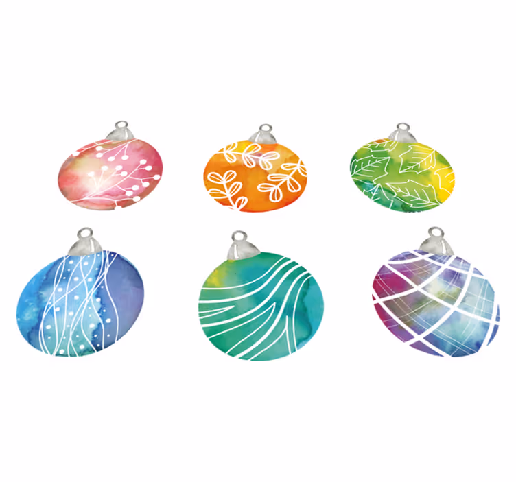 Vinyl teppich weihnachten mit aquarell weihnachtskugeln - TenStickers