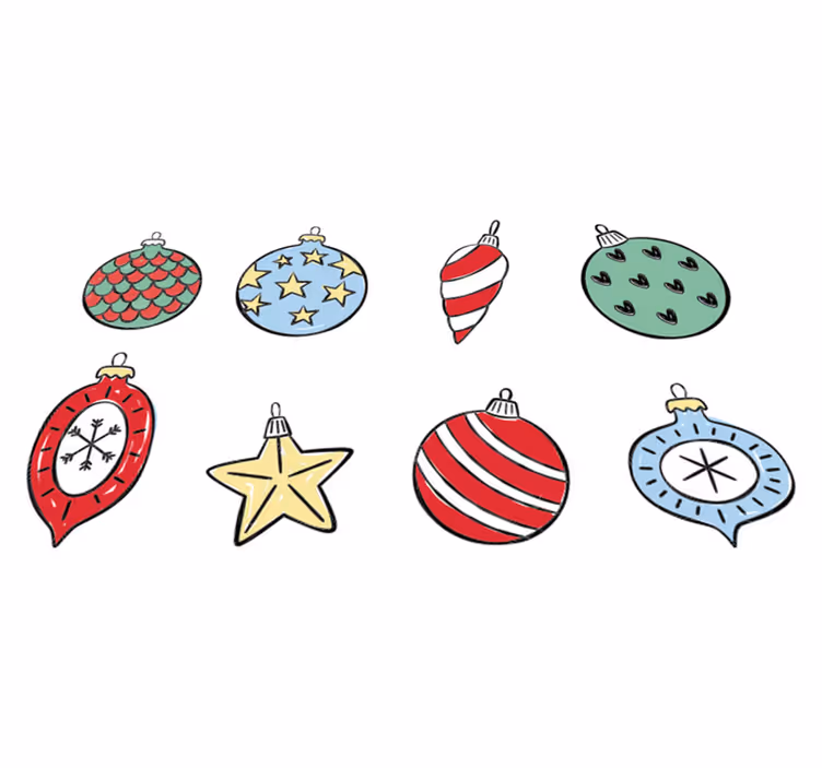 Vinyl teppich weihnachten set aus vintage christbaumkugeln - TenStickers