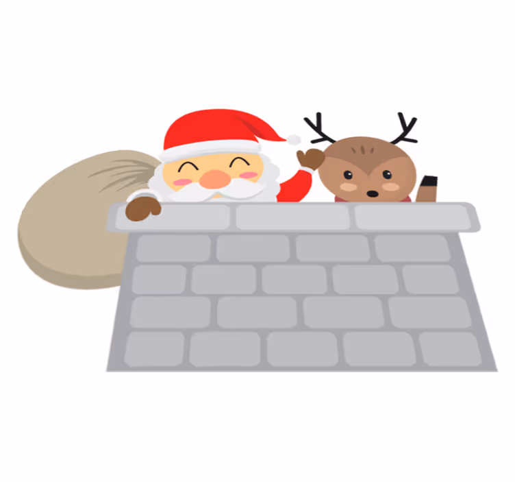 Vinyl teppich weihnachten santa und rentiere - TenStickers