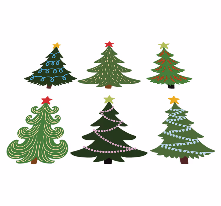 Vinyl teppich weihnachten bunte weihnachtsbäume - TenStickers