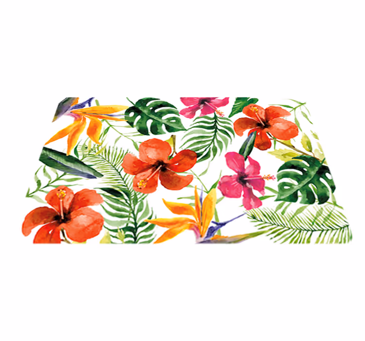 Vinyl teppich blumen bunte monstera - TenStickers