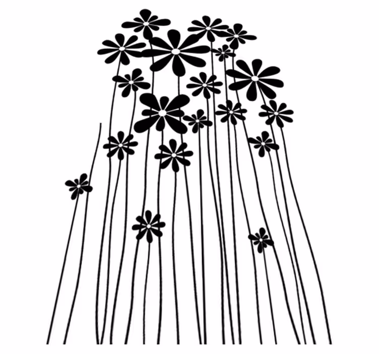 Vinyl teppich blumen große schwarze blumen - TenStickers
