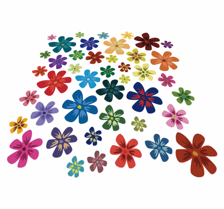Vinyl teppich blumen in bunten farben - TenStickers
