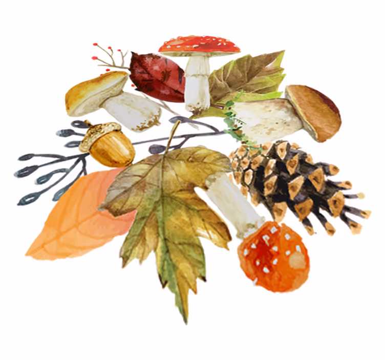 Vinyl teppich blumen mit herbstlichen elementen - TenStickers