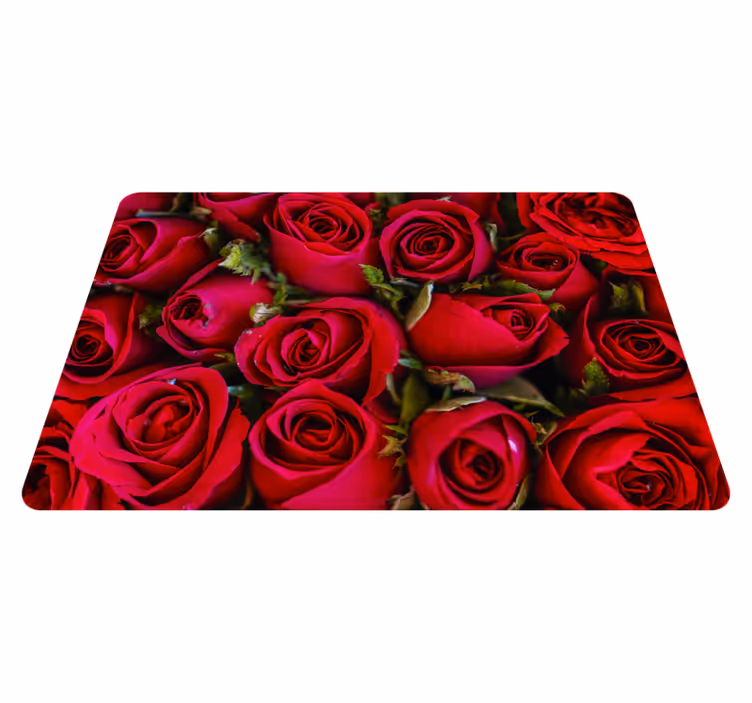 Vinyl teppich blumen im roten blumenstil - TenStickers