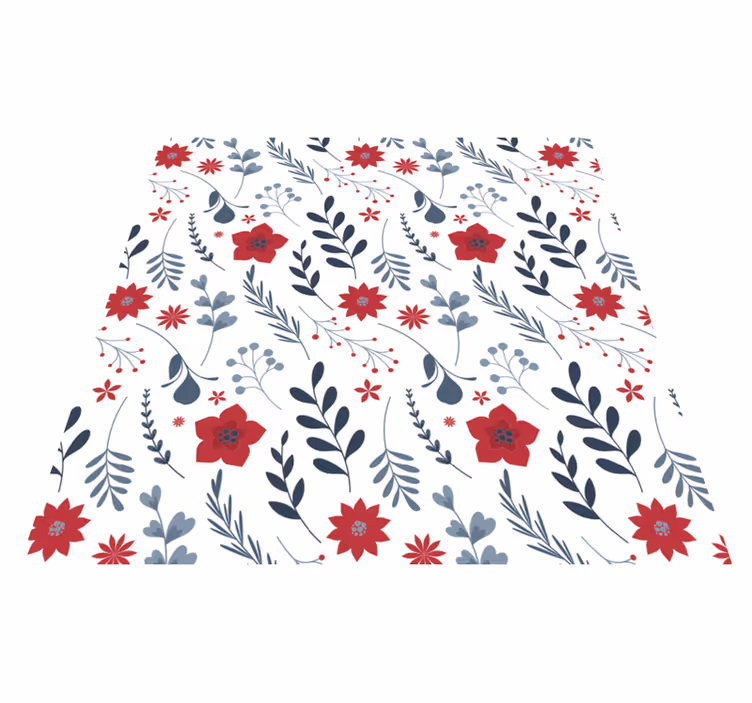 Vinyl teppich blumen rot und weißes muster - TenStickers