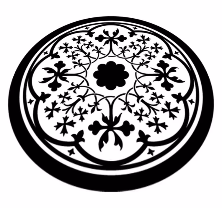 Vinyl teppich blumen gothic rosette - TenStickers