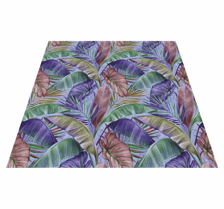 Vinyl teppich blumen mit lila blättern design - TenStickers