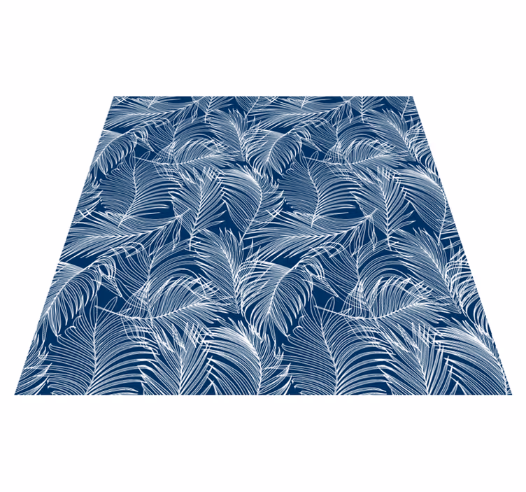 Vinyl teppich blumen elegante blaue blätter - TenStickers