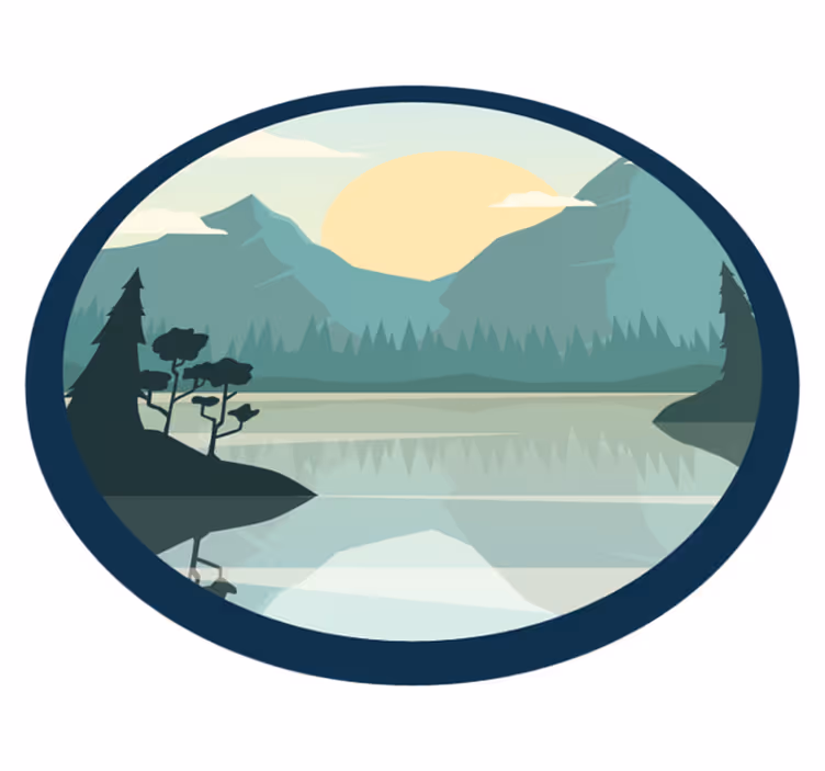 Vinyl teppich blumen silhouette berg mit see - TenStickers