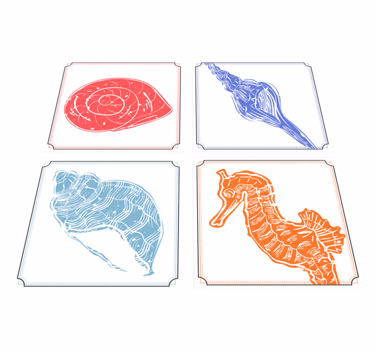 Vinyl teppich blumen mit maritimen motiven - TenStickers