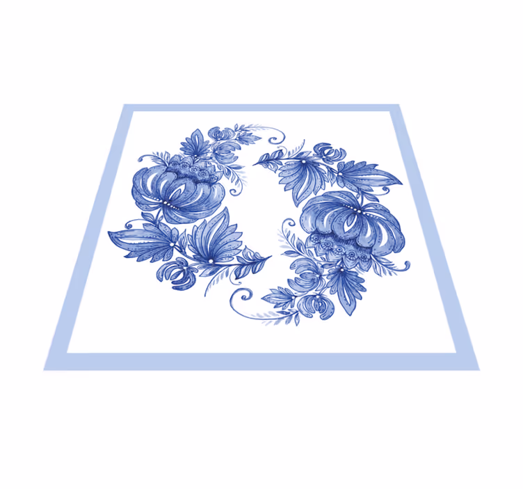Vinyl teppich blumen im blauen blumenmuster - TenStickers