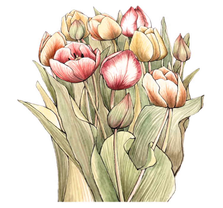 Vinyl teppich blumen buntes tulpenbouquet - TenStickers