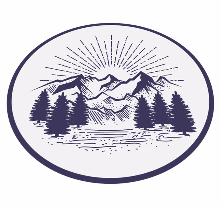 Vinyl teppich blumen berglandschaft rund - TenStickers