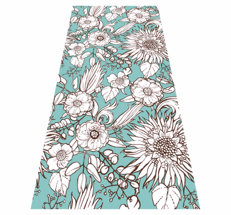 Vinyl teppich blumen sonnenblumen muster - TenStickers