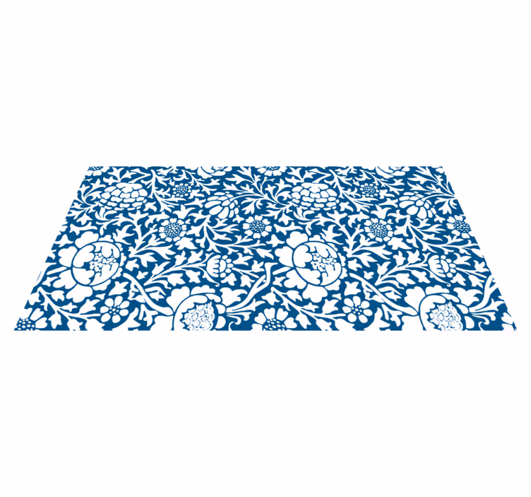 Vinyl teppich blumen in marineblauer flora - TenStickers