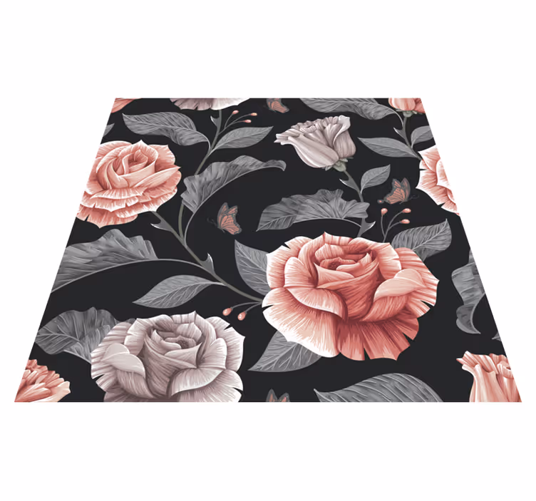 Vinyl teppich blumen mit rosenmuster - TenStickers