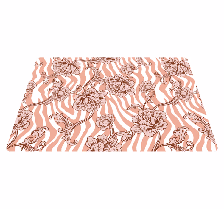 Vinyl teppich blumen zebra-design mit korallenblüten - TenStickers