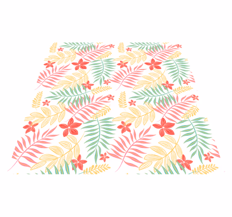 Vinyl teppich blumen mit neonblättern design - TenStickers
