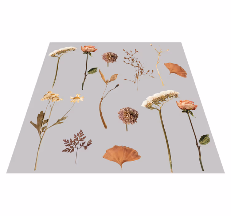 Vinyl teppich blumen mit getrocknetem blattmuster - TenStickers