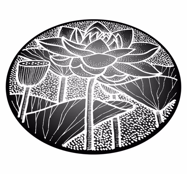 Vinyl teppich blumen im traditionellen lotusblumenstil - TenStickers