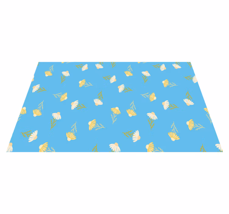 Vinyl teppich blumen gänseblümchen blau hintergrund - TenStickers
