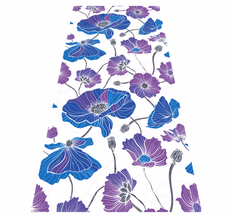 Vinyl teppich blumen blaue und lila gartenblumen - TenStickers