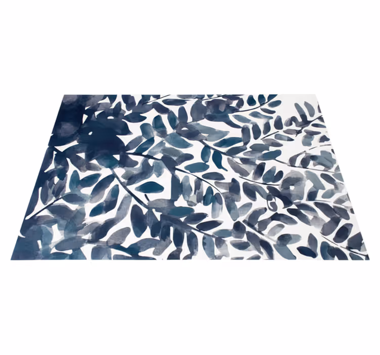 Vinyl teppich blumen mit blauem aquarellblattmuster - TenStickers