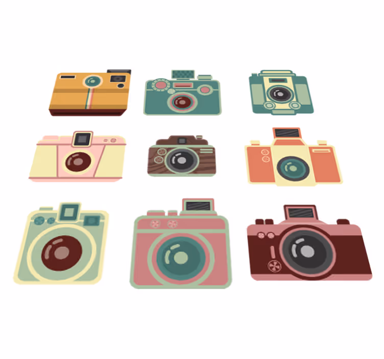 Vinyl teppich esszimmer vintage kameras - TenStickers