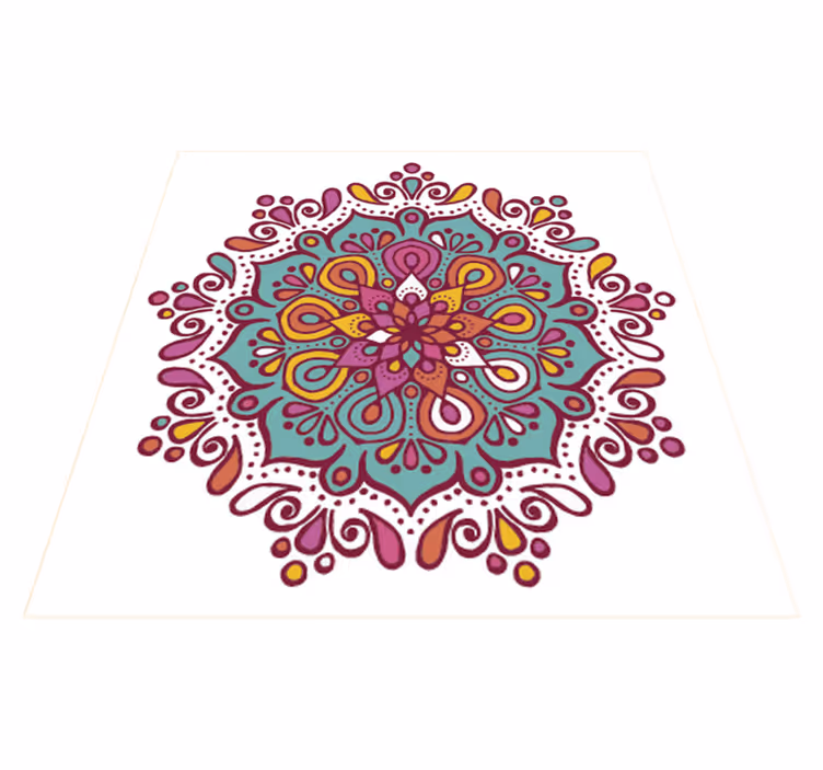 Vinyl teppich küche buntes fliesenmandala - TenStickers
