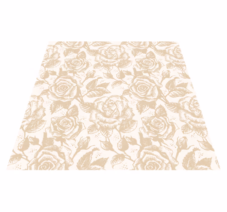 Vinyl teppich esszimmer beige vintage rosen - TenStickers
