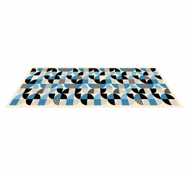 Vinyl teppich esszimmer retro blaues bauhausmuster - TenStickers